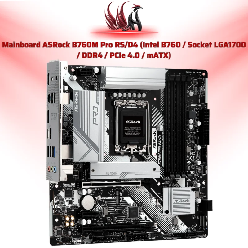 Mainboard ASRock B760M Pro RS/D4 Intel B760 LGA 1700 DDR4 Micro-ATX – Bo Mạch Chủ Gaming Hiệu Năng Tối Ưu | HOCO STORE PC