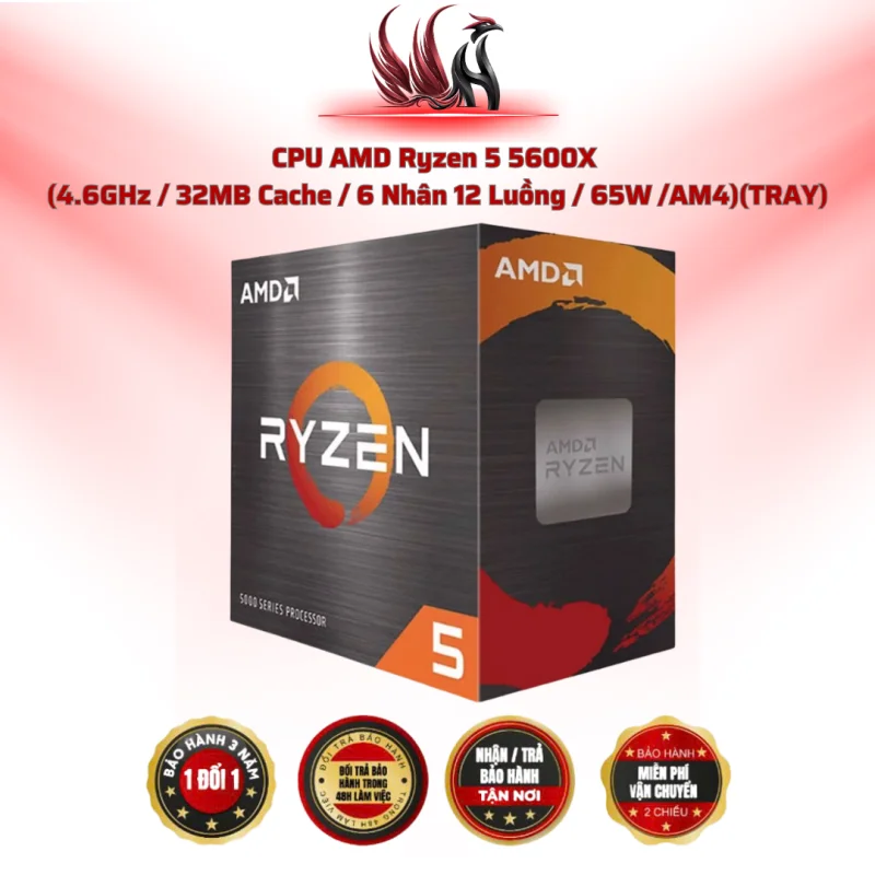 CPU AMD Ryzen 5 5600X 6C/12T 4.6GHz Cache 32MB AM4 TRAY | HOCO STORE PC