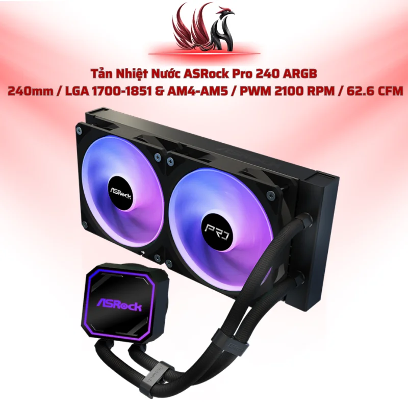 Tản Nhiệt Nước ASRock Pro 240 ARGB – AIO 240mm Hiệu Năng Cao Cho Gaming PC | HOCO STORE PC