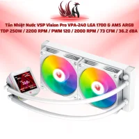 Tản Nhiệt Nước VSP Vision Pro VPA-240 White LCD ARGB 240MM – White Build Gaming Cao Cấp | HOCO STORE PC