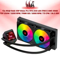 Tản Nhiệt Nước VSP Vision Pro VPA-240 Black LCD ARGB 240MM – Màn Hình LCD Cao Cấp Cho Gaming PC | HOCO STORE PC