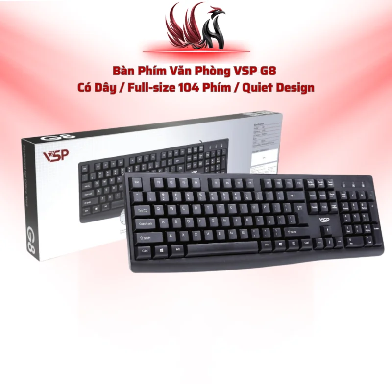 Bàn Phím Văn Phòng VSP G8  Có Dây / Full-size 104 Phím / Quiet Design | HOCO STORE PC