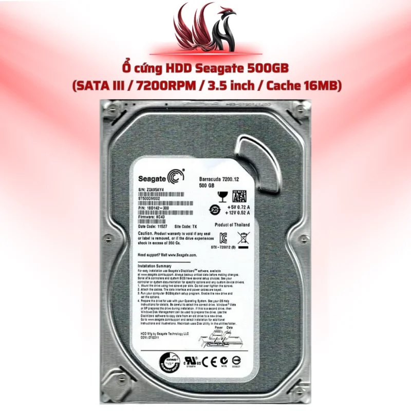 Ổ Cứng HDD Seagate 500GB Chính Hãng – SATA III 3.5 inch Cho PC Văn Phòng & Lưu Trữ | HOCO STORE PC