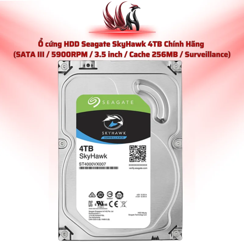 Ổ Cứng HDD Seagate SkyHawk 4TB Chính Hãng – SATA III 3.5 inch Chuyên Camera 24/7 | HOCO STORE PC