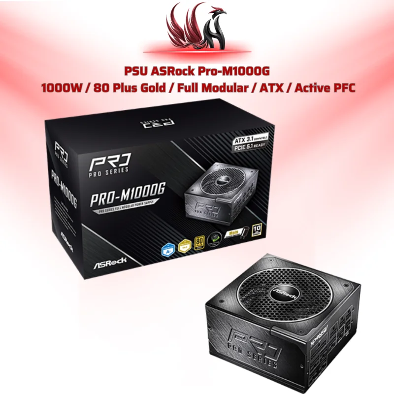 Nguồn ASRock Pro-M1000G 1000W 80 Plus Gold Full Modular – PSU Gaming & Workstation Cao Cấp | HOCO STORE PC