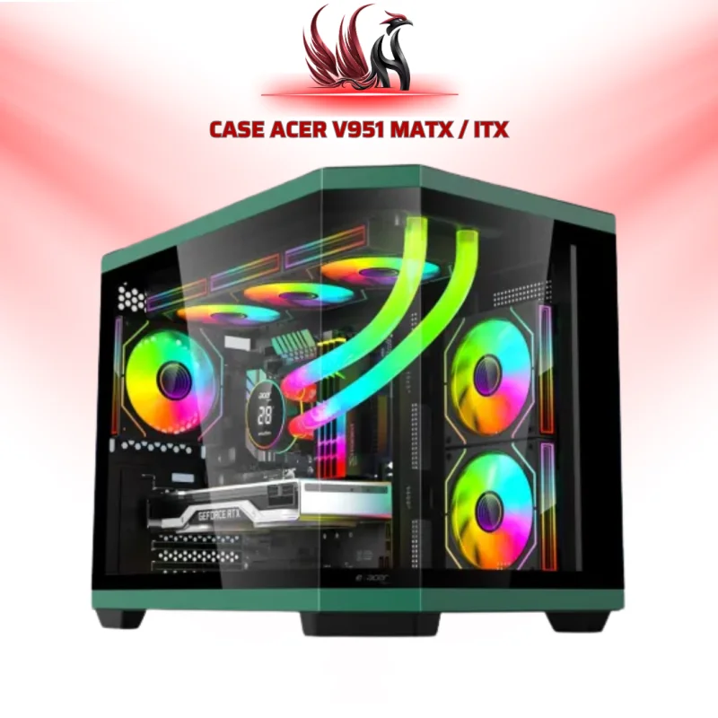 Case Máy Tính Acer V950 ATX Đen – Mid Tower Kèm 4 Fan ARGB, Hỗ Trợ VGA 410mm | HOCO STORE PC