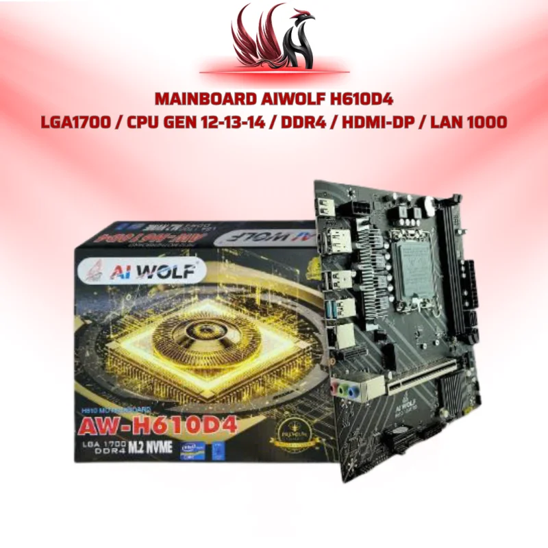 Mainboard AIWOLF AW-H610D4 DDR4 LGA1700 Hỗ Trợ Intel Gen 12 13 14 M.2 NVMe | HOCO STORE PC
