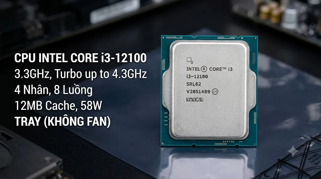 CPU Intel Core i3-12100 Tray 4 Nhân 8 Luồng