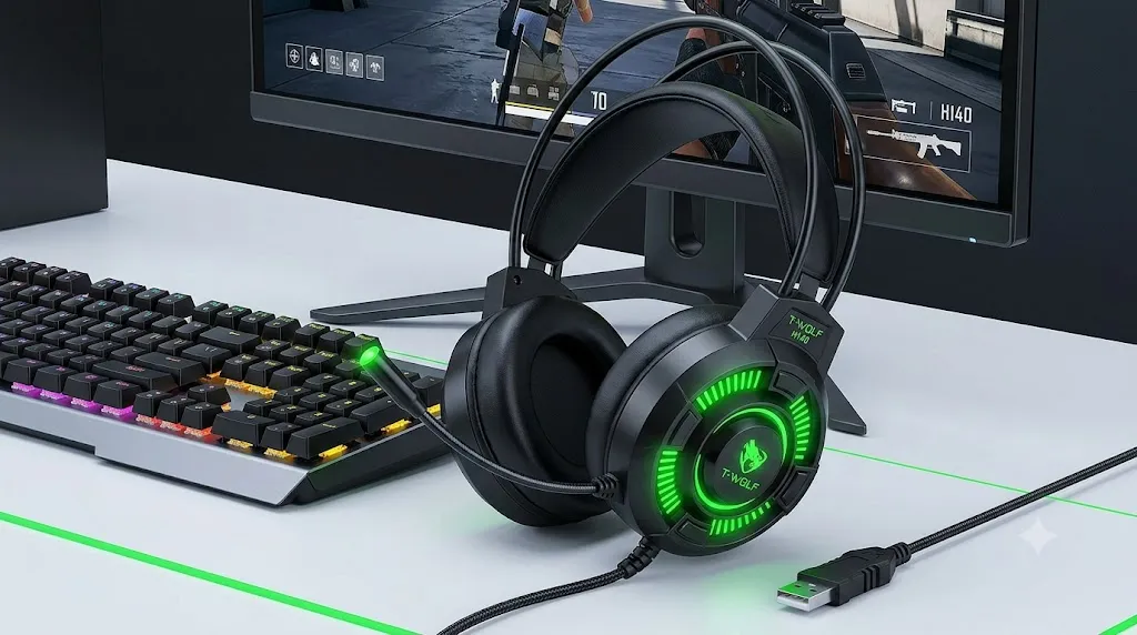 Tai Nghe Máy Tính Chụp Tai Có Mic T-WOLF H140
