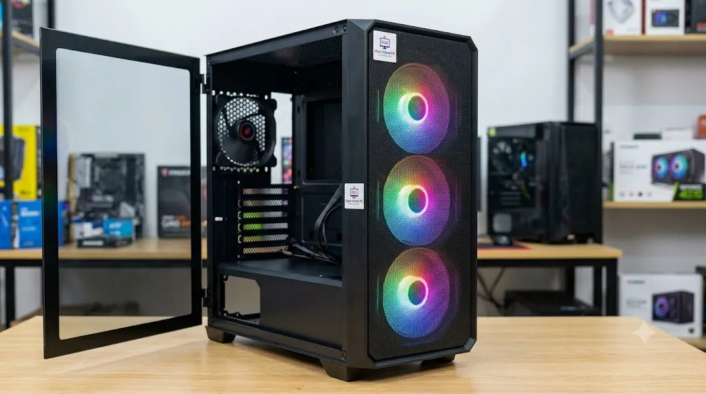 Vỏ Case Gaming VSP V300 Màu Đen Kèm 3 Fan LED
