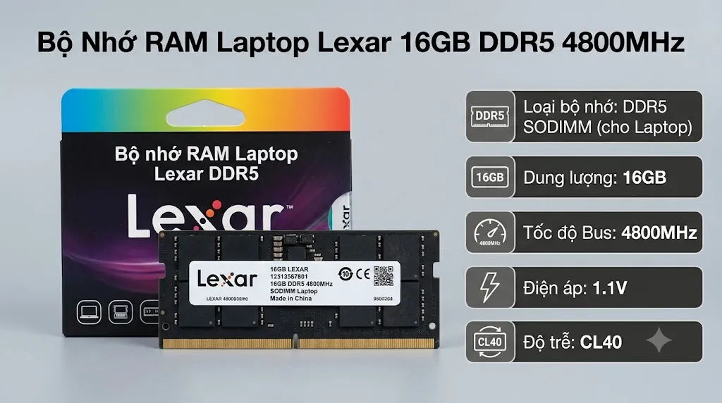 RAM Laptop Lexar 16GB DDR5 Bus 4800MHz