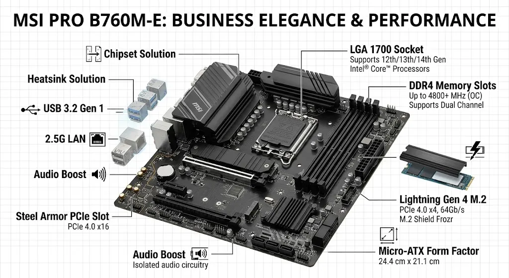 Mainboard MSI PRO B760M-E DDR5