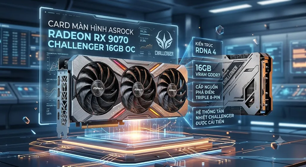 Card Màn Hình ASRock Radeon RX 9070 Challenger 16GB
