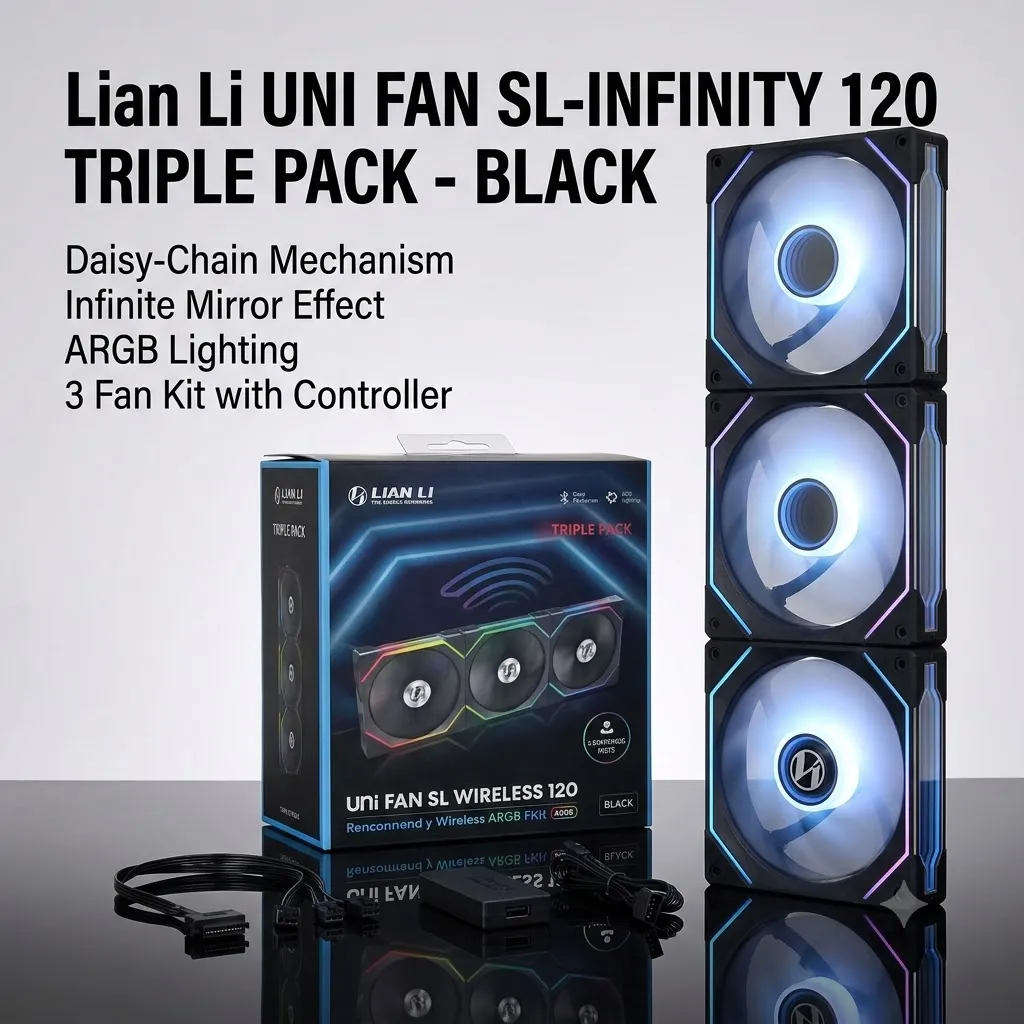 Bộ 3 Fan Case Lian Li UNI SL Infinity 120 Triple Black