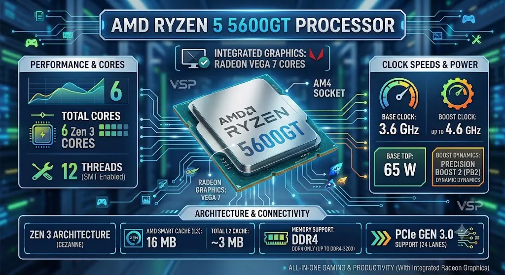 CPU AMD Ryzen 5 5600GT 6 Nhân 12 Luồng Tích Hợp VGA