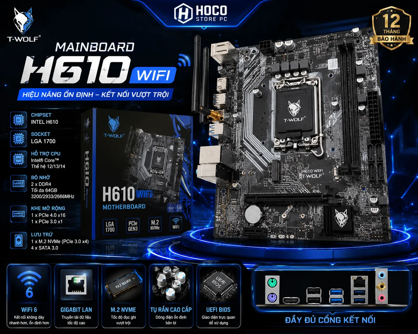 Mainboard T-Wolf H610 WiFi – Bo Mạch Chủ LGA1700