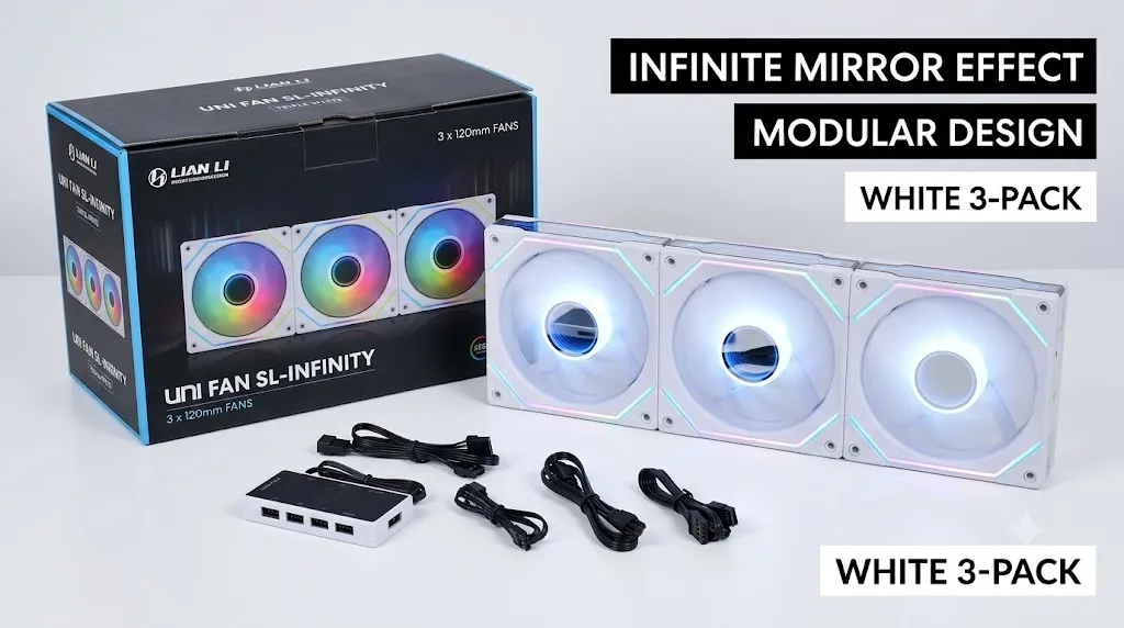 Bộ 3 Fan Case Lian Li UNI SL Infinity 120 Triple White