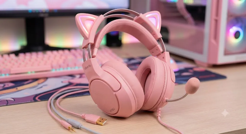 Tai Nghe Mèo Gaming Chụp Tai Xiberia V13U Hồng