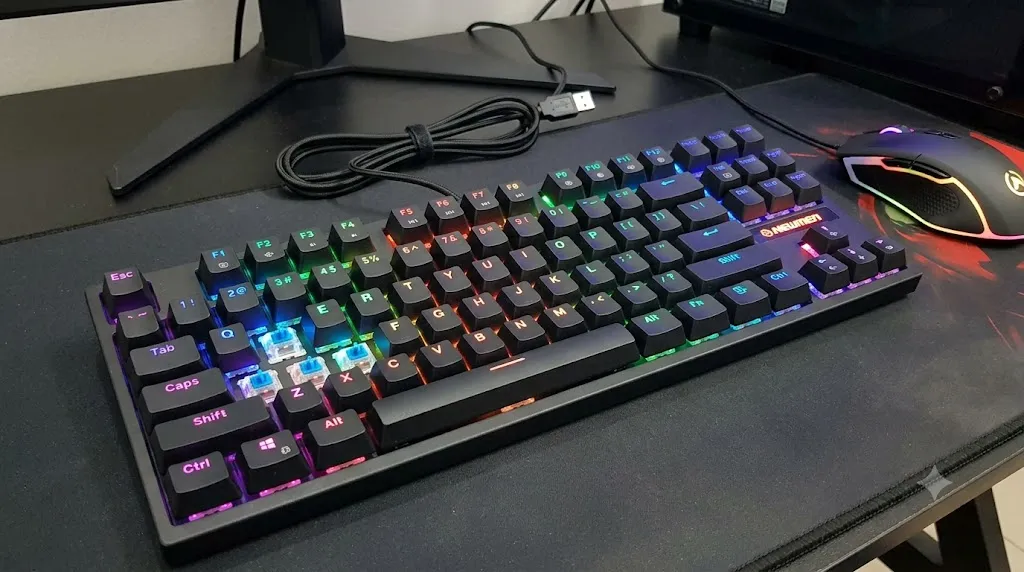 Bàn Phím Cơ Có Dây Gaming Newmen GE87R Blue Switch LED RGB