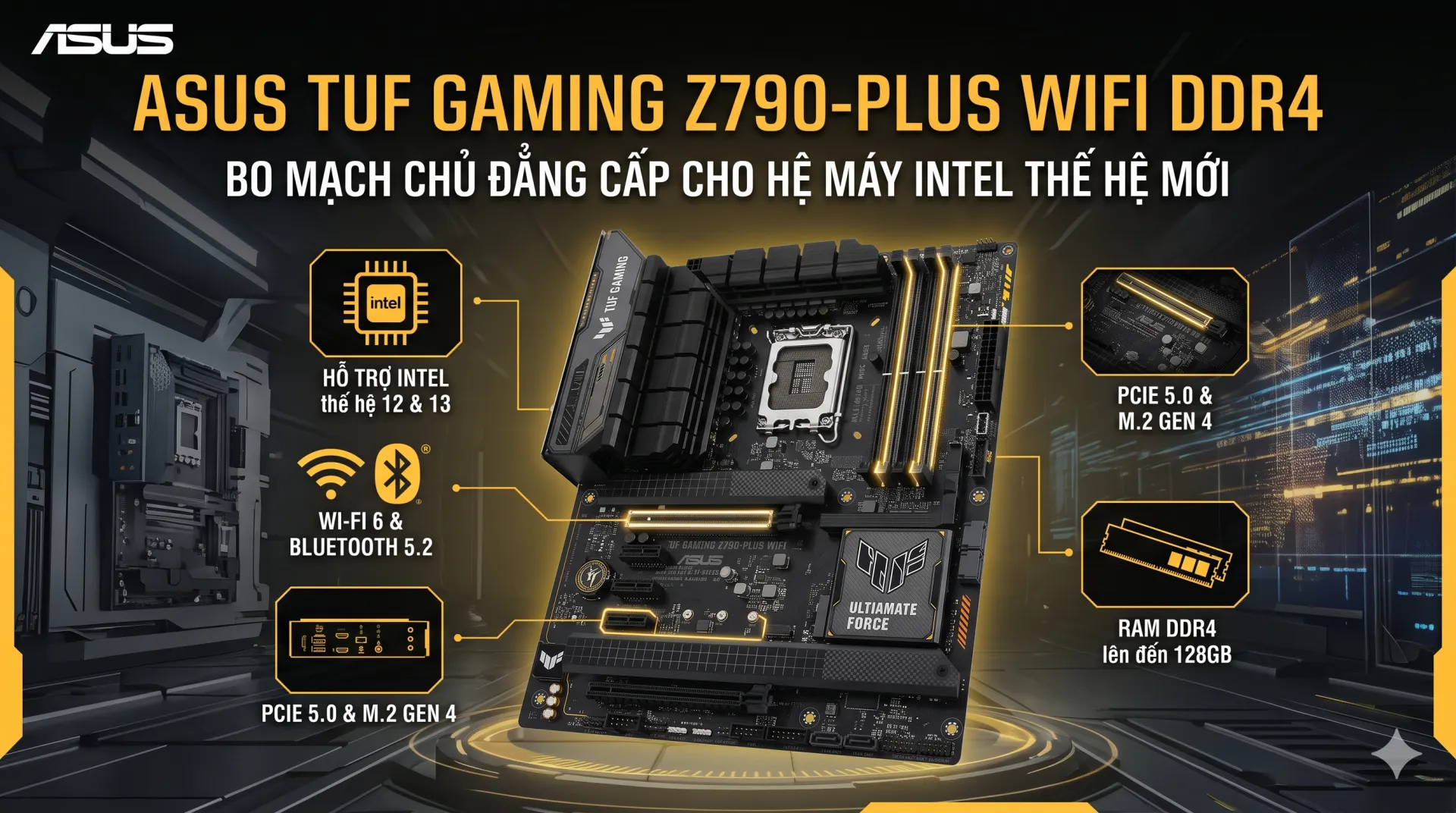 ASUS TUF GAMING Z790-PLUS WIFI DDR4: Bo mach chu dang cap cho he may Intel the he moi