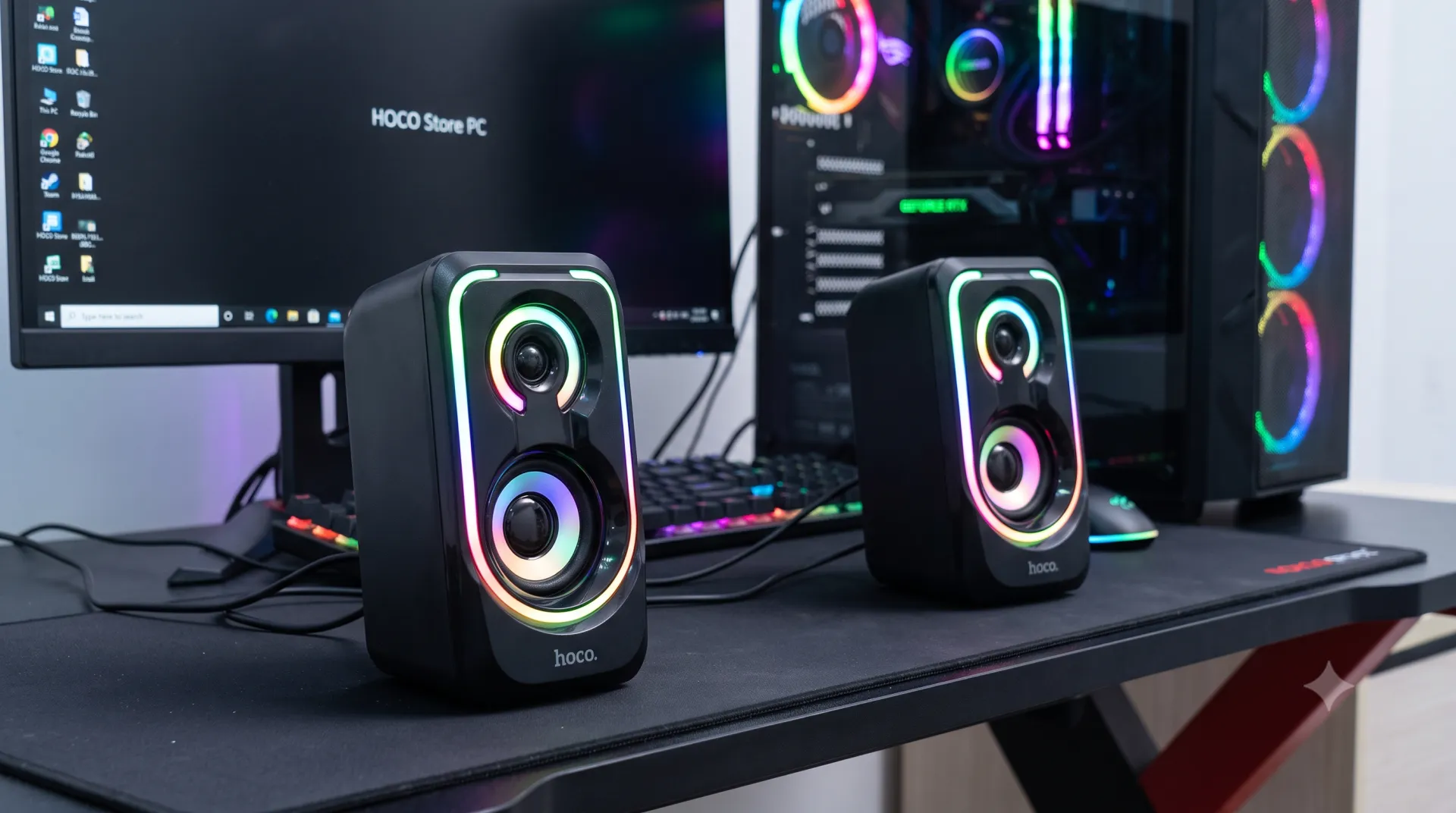 Loa Máy Tính LED 7 Màu RGB 1046 Màu Đen - Loa PC Gaming Giá Tốt