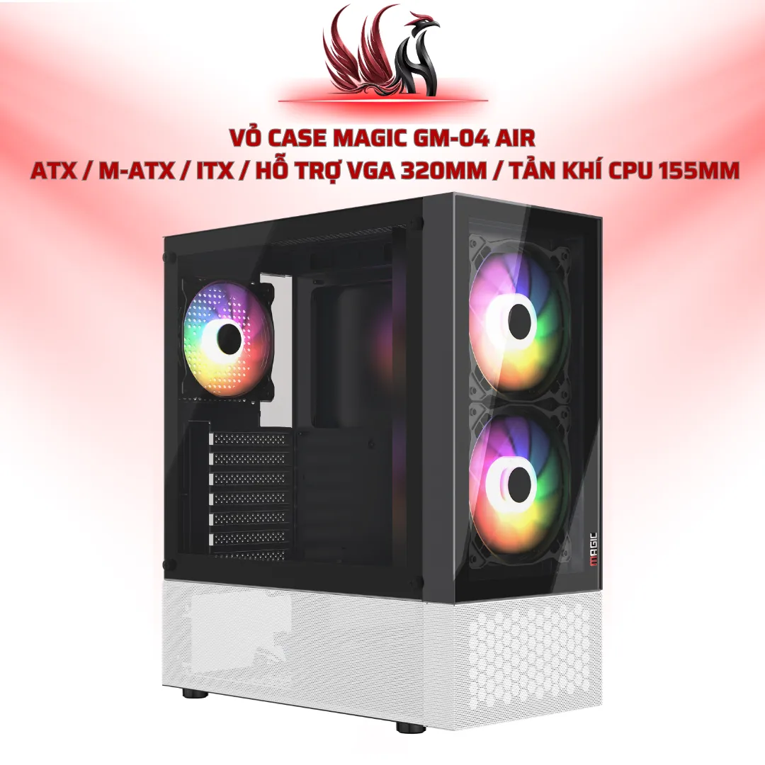 Vỏ Case MAGIC GM-04 Air  ATX / M-ATX / ITX / Hỗ Trợ VGA 320mm / Tản Khí CPU 155mm| HOCO STORE PC