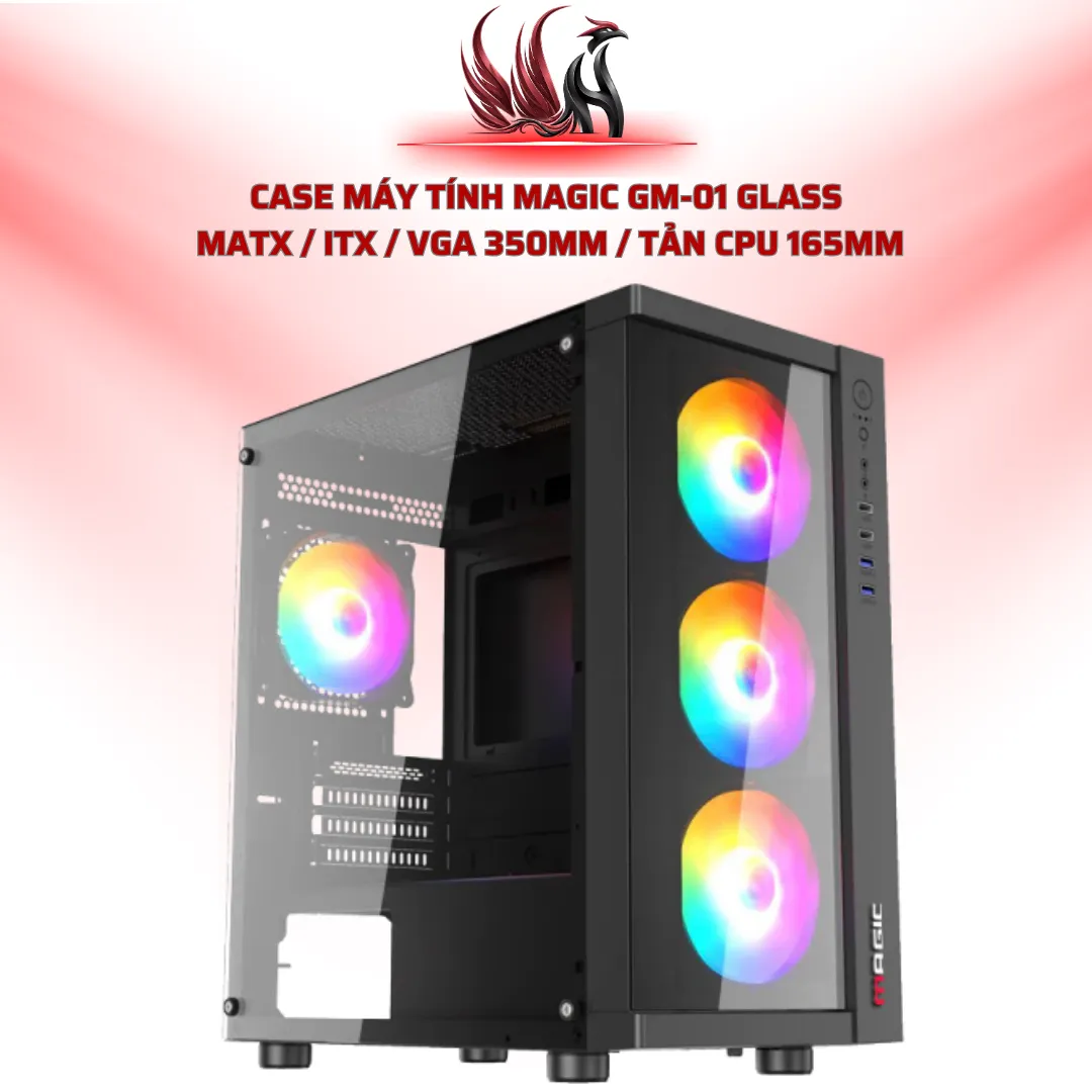 Case Máy Tính MAGIC GM-01 Glass  MATX / ITX / VGA 350mm / Tản CPU 165mm | HOCO STORE PC 