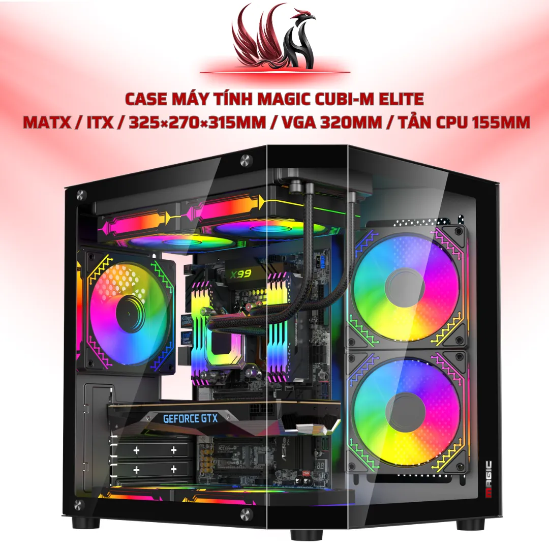 Case Máy Tính MAGIC CUBI-M ELITE  MATX / ITX / 325×270×315mm / VGA 320mm / Tản CPU 155mm | HOCO STORE PC