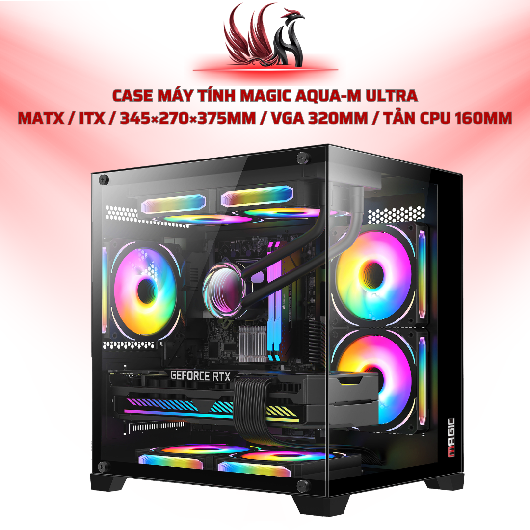 Case Máy Tính MAGIC AQUA-M ULTRA MATX / ITX / 345×270×375mm / VGA 320mm / Tản CPU 160mm | HOCO STORE PC