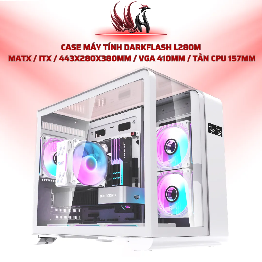 Case Máy Tính Darkflash L280M  MATX / ITX / 443x280x380mm / VGA 410mm / Tản CPU 157mm  | HOCO STORE PC