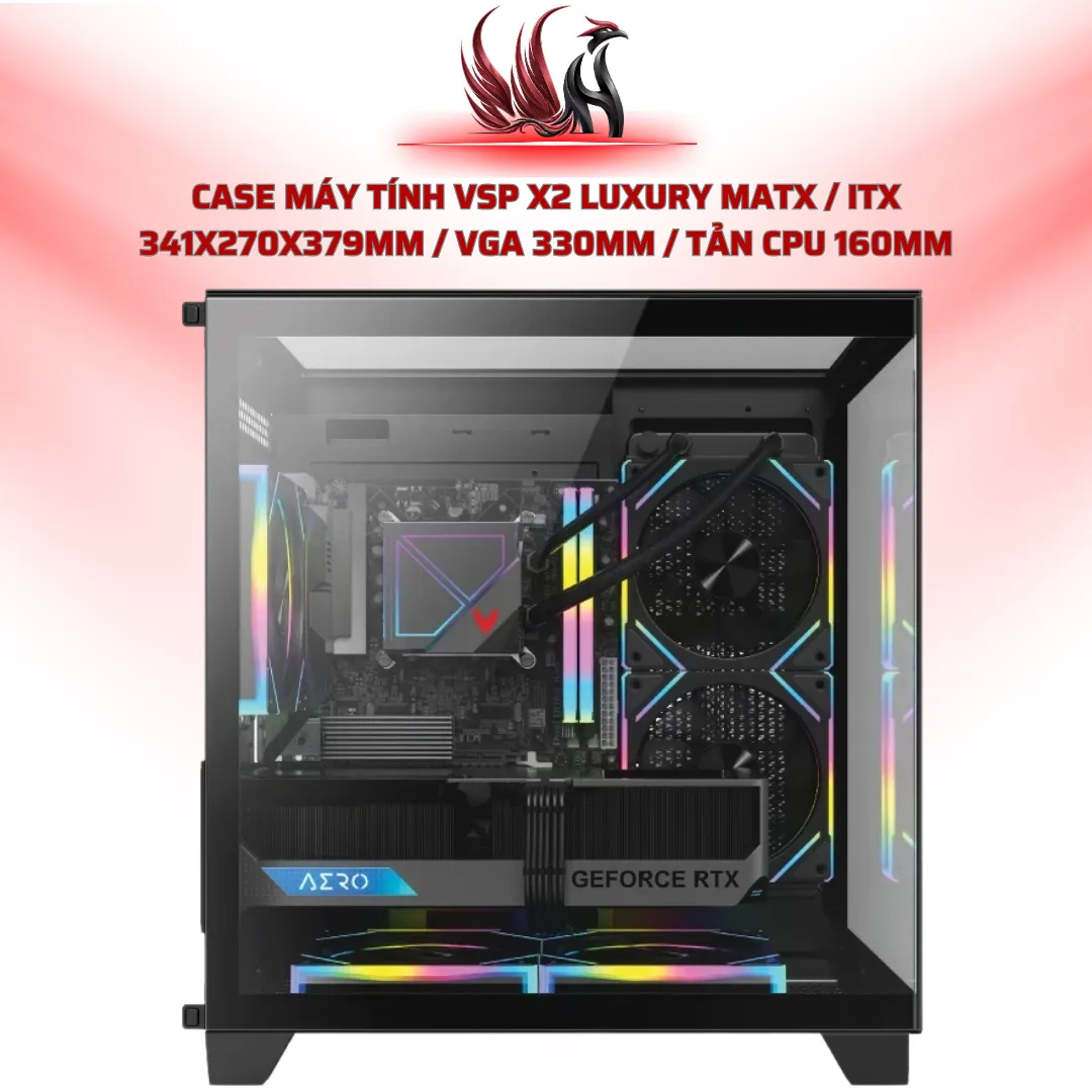 Case Máy Tính VSP X2 LUXURY MATX / ITX 341x270x379mm / VGA 330mm / Tản CPU 160mm| HOCO STORE PC