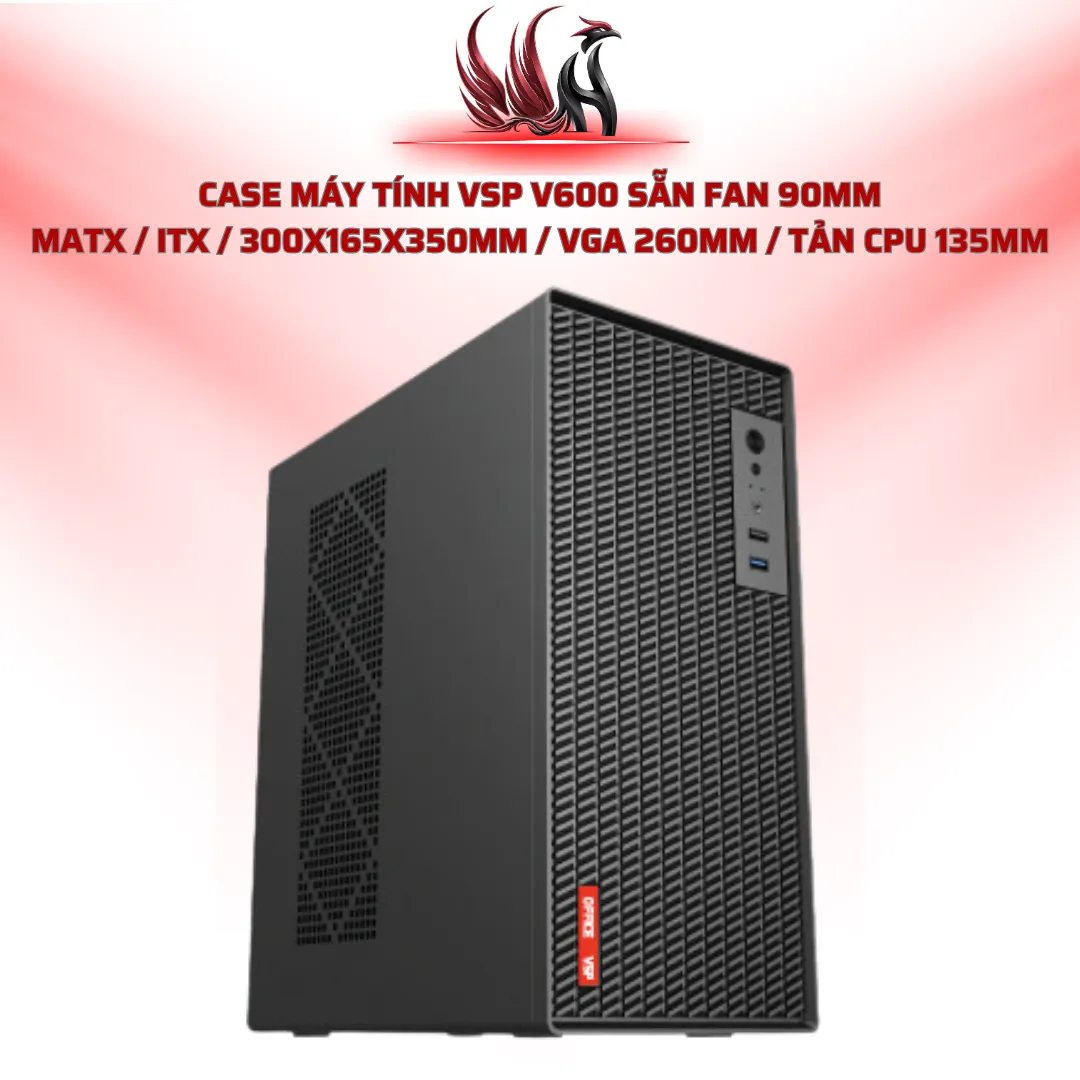 Case Máy Tính VSP V600 Sẵn Fan 90mm  MATX / ITX / 300x165x350mm / VGA 260mm / Tản CPU 135mm  | HOCO STORE PC