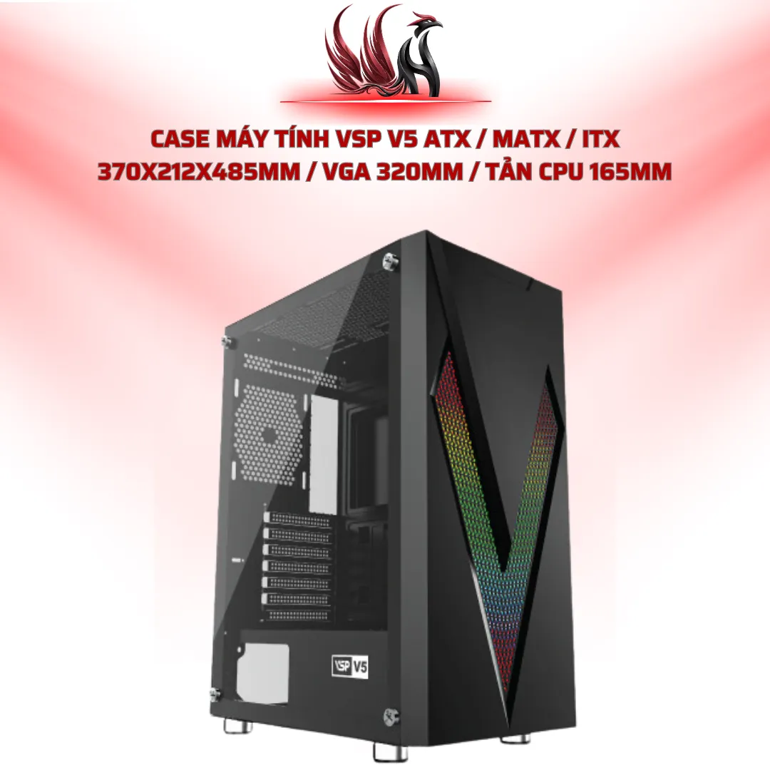 Case Máy Tính VSP V5 ATX / MATX / ITX 370x212x485mm / VGA 320mm / Tản CPU 165mm | HOCO STORE PC