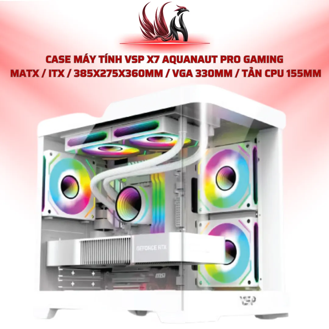 Case Máy Tính VSP X7 Aquanaut Pro Gaming  MATX / ITX / 385x275x360mm / VGA 330mm / Tản CPU 155mm | HOCO STORE PC