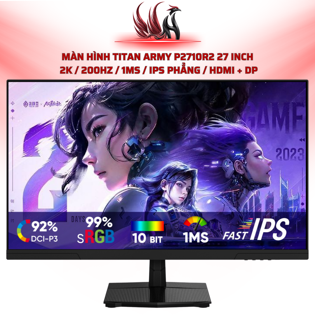 Màn Hình TITAN ARMY P2710R2 27 Inch  2K / 200Hz / 1ms / IPS Phẳng / HDMI + DP | HOCO STORE PC
