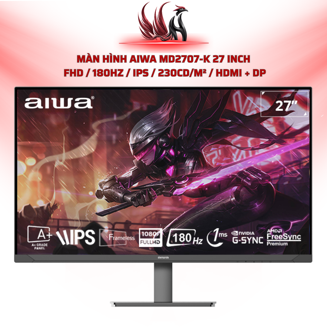 Màn Hình AIWA MD2707-K 27 Inch  FHD / 180Hz / IPS / 230cd/m² / HDMI + DP | HOCO STORE PC