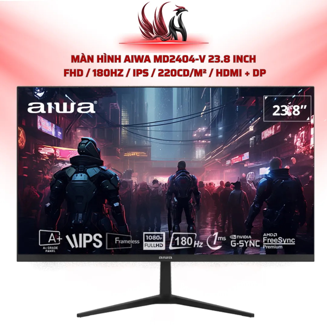 Màn Hình AIWA MD2404-V 23.8 Inch  FHD / 180Hz / IPS / 220cd/m² / HDMI + DP | HOCO STORE PC