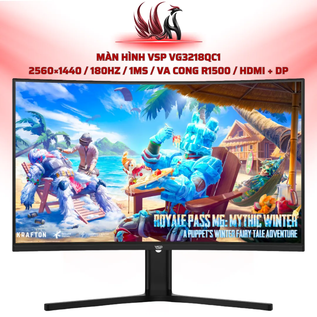 Màn Hình VSP VG3218QC1  2560×1440 / 180Hz / 1ms / VA Cong R1500 / HDMI + DP  | HOCO STORE PC