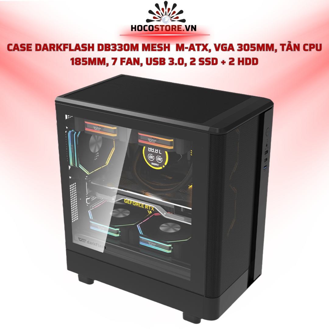 Case Máy Tính Darkflash DB330M Mesh  MATX / ITX / 400x218x333mm / VGA 305mm / Tản CPU 180mm | HOCO STORE PC