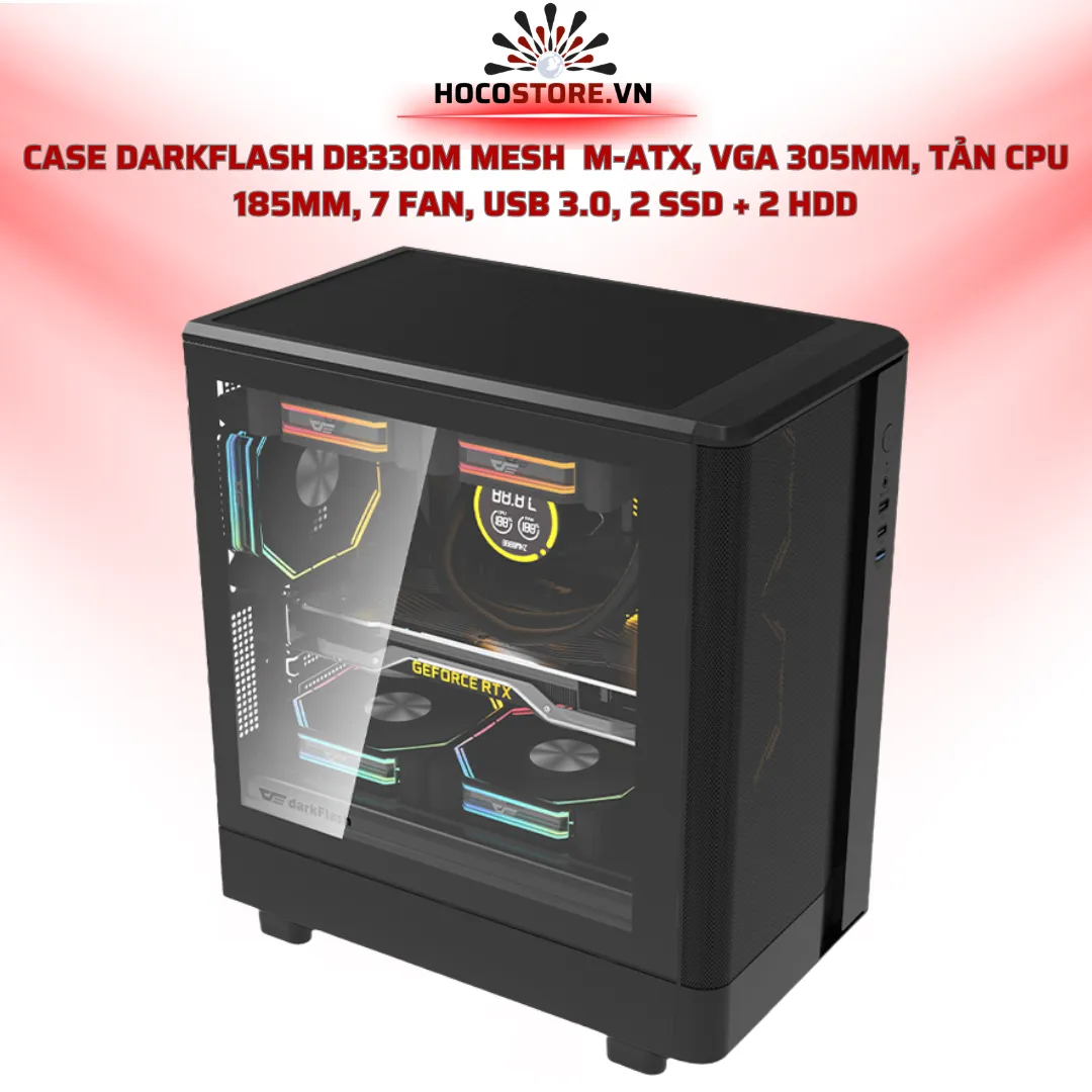 Case Máy Tính Darkflash DB330M Mesh  MATX / ITX / 400x218x333mm / VGA 305mm / Tản CPU 180mm | HOCO STORE PC