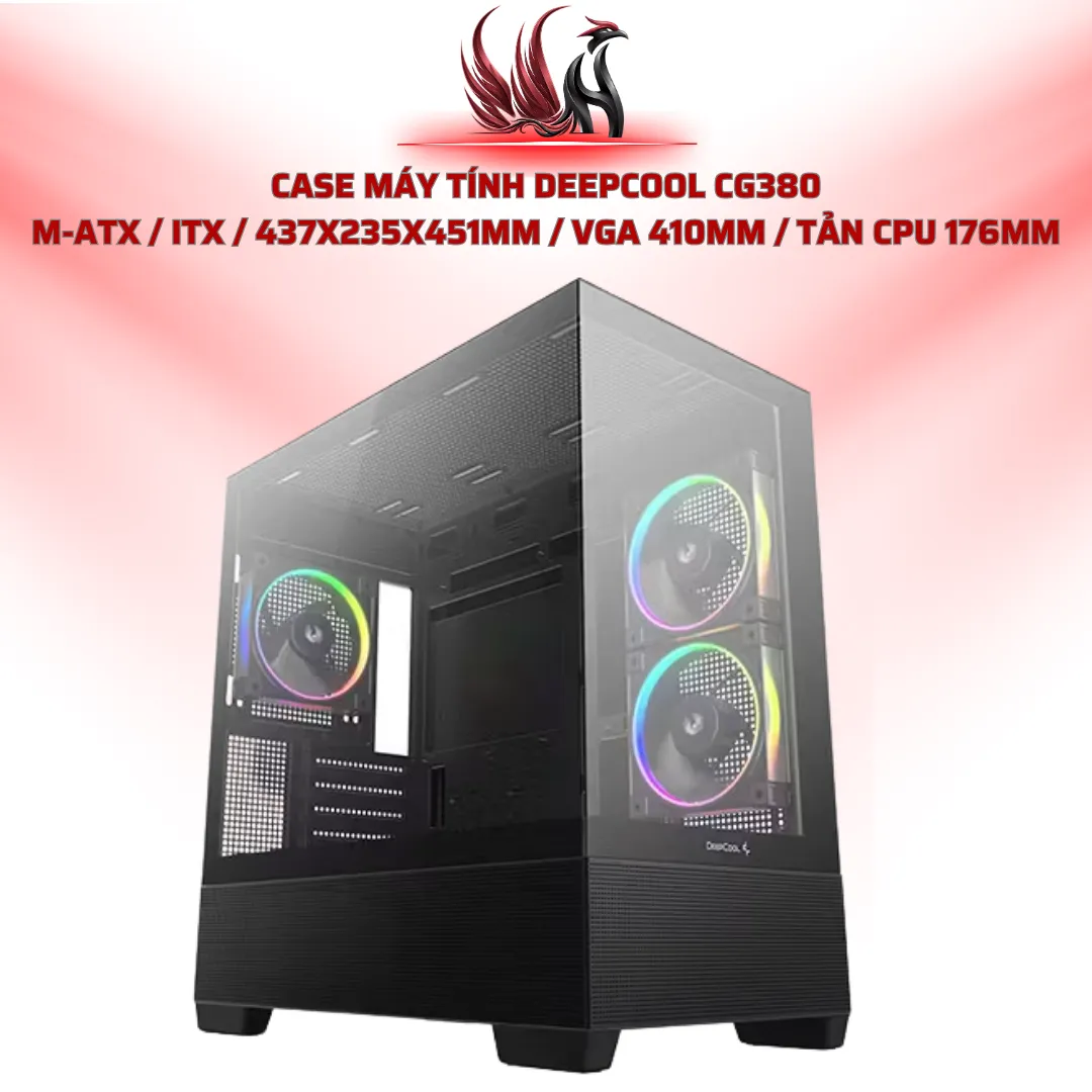 Case DeepCool CG380 3F Black Kính Cường Lực Hỗ Trợ Tản Nhiệt 360mm | HOCO STORE
