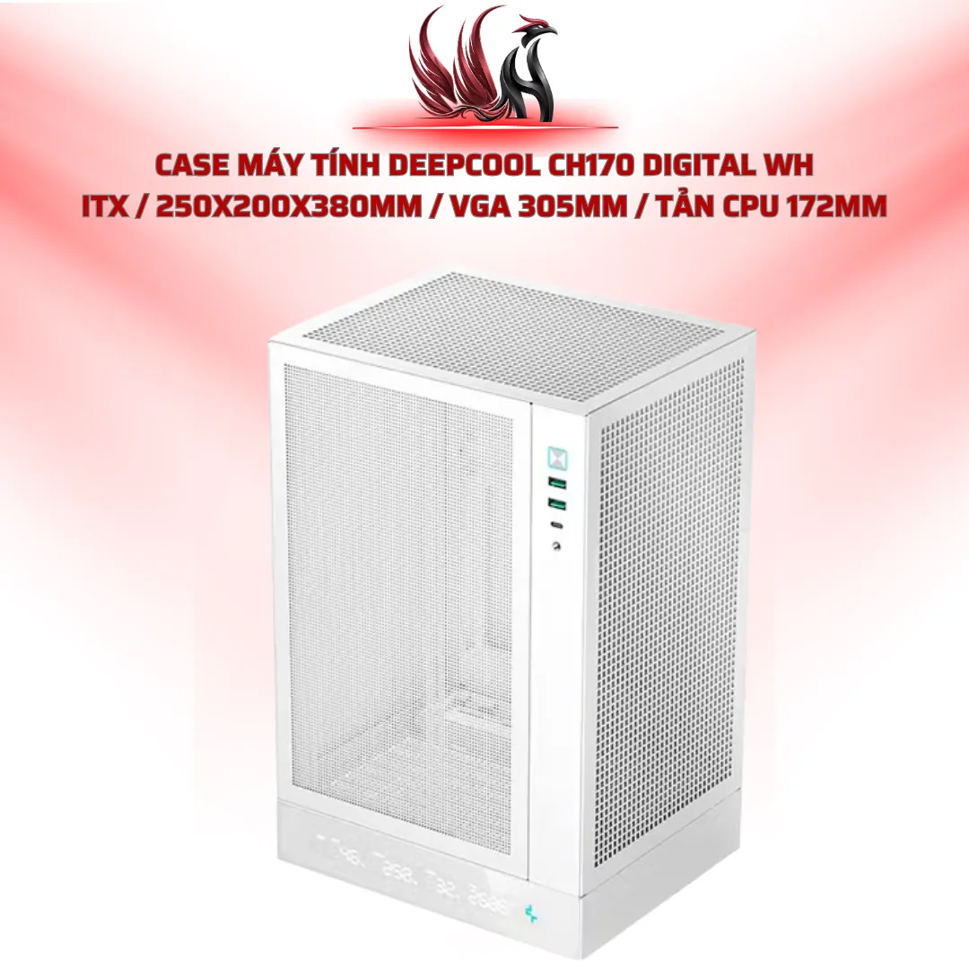 Case DeepCool CH170 DIGITAL WH Mini ITX White | HOCO STORE