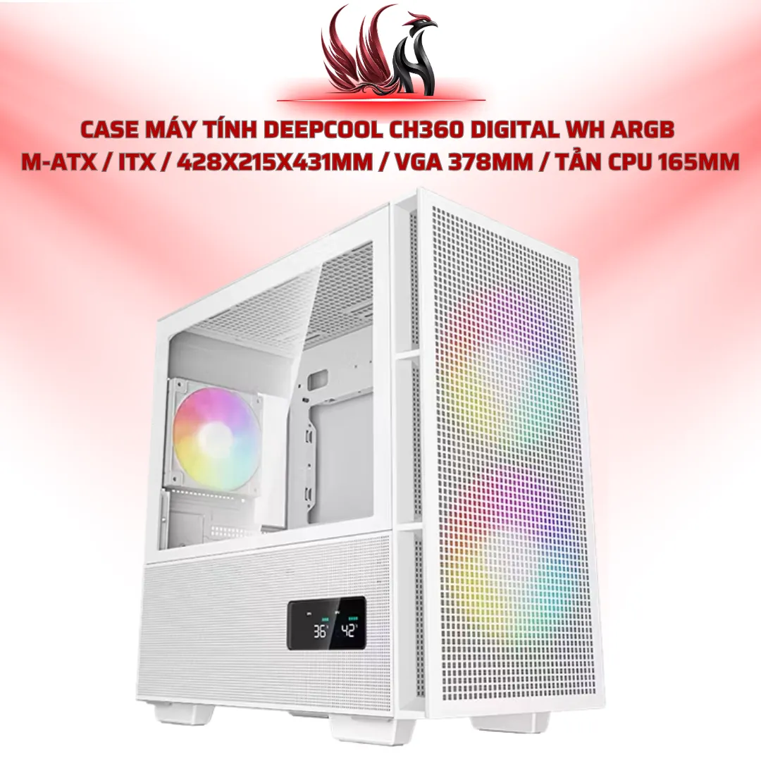 Case DeepCool CH360 DIGITAL WH Mid Tower mATX ARGB White 3 Fan | HOCO STORE