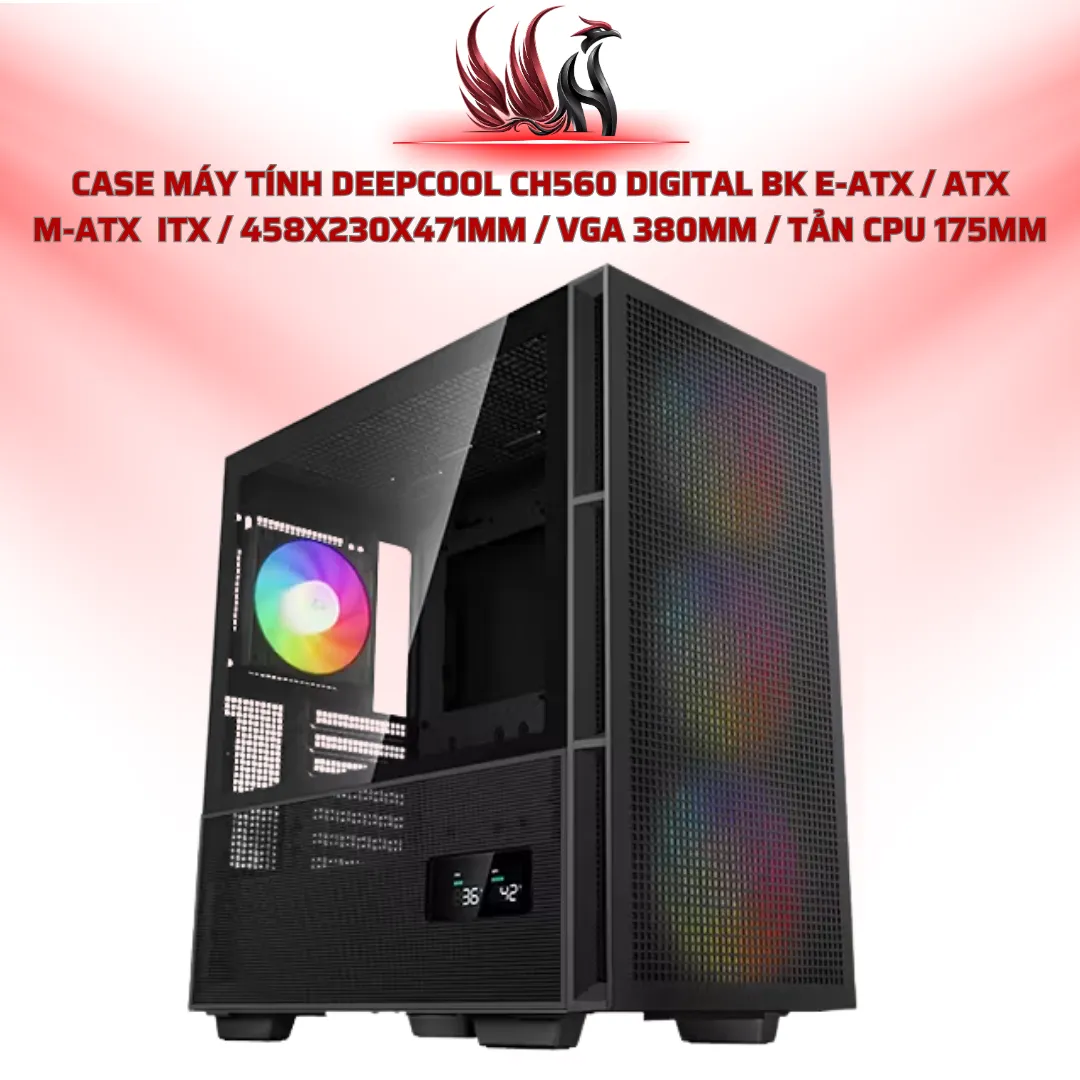 Case DeepCool CH560 DIGITAL Mid Tower ATX ARGB Black 4 Fan | HOCO STORE