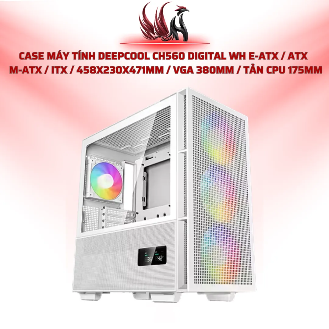 Case DeepCool CH560 DIGITAL WH Mid Tower ATX ARGB White 4 Fan | HOCO STORE