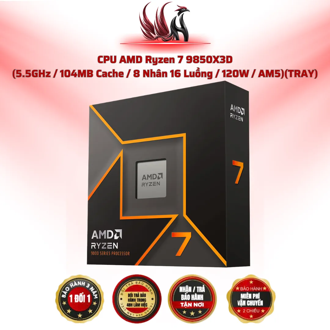 CPU AMD Ryzen 7 9850X3D 8C/16T 5.5GHz Cache 104MB AM5 | HOCO STORE PC
