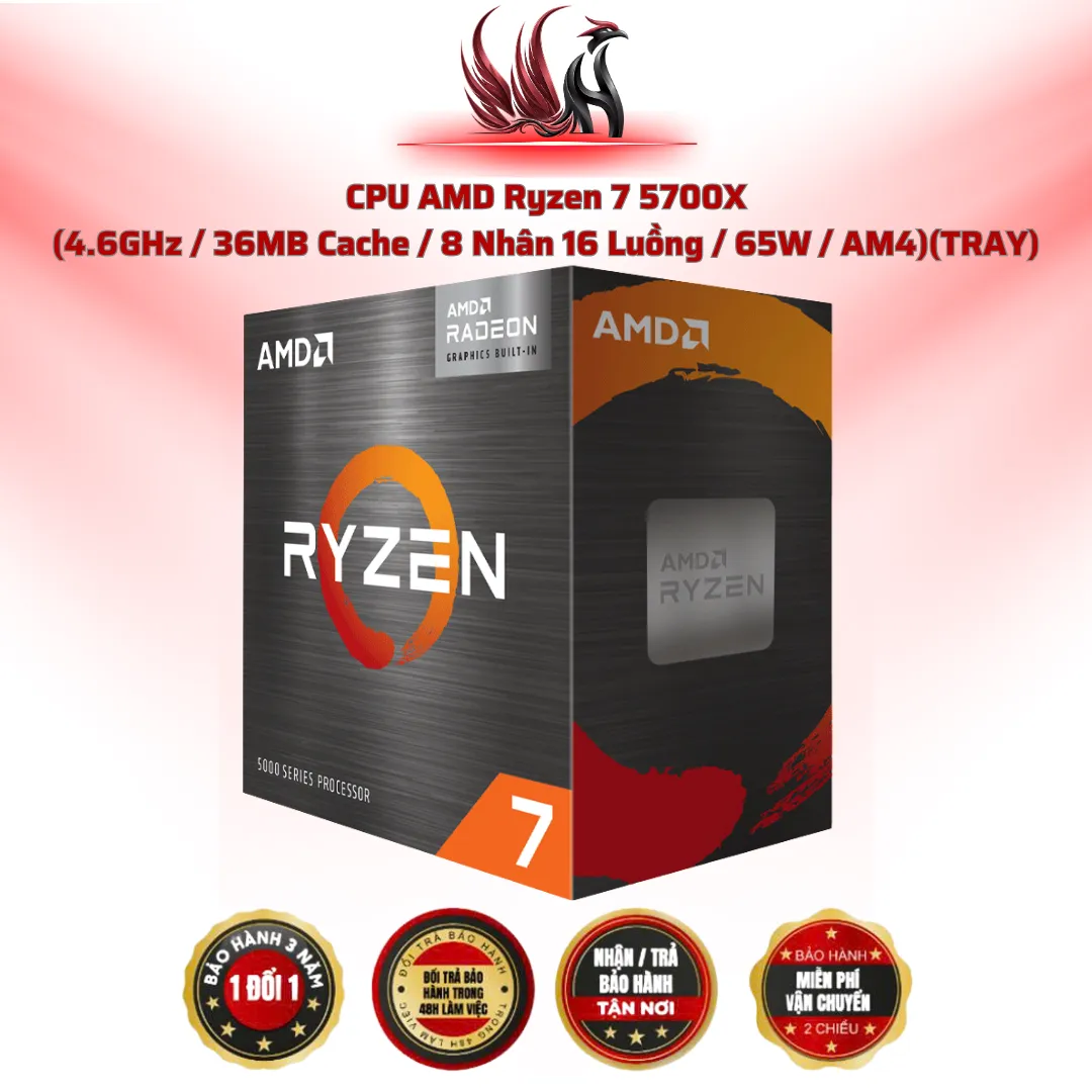 CPU AMD Ryzen 7 5700X 8C/16T 4.6GHz Cache 36MB AM4 TRAY | HOCO STORE PC
