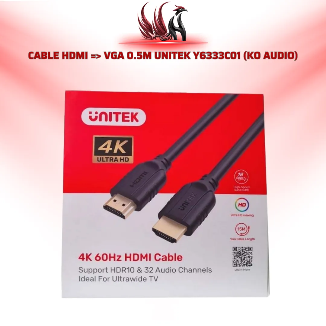 Cáp HDMI to VGA UNITEK Y6333C01 0.5M Không Audio | HOCO STORE
