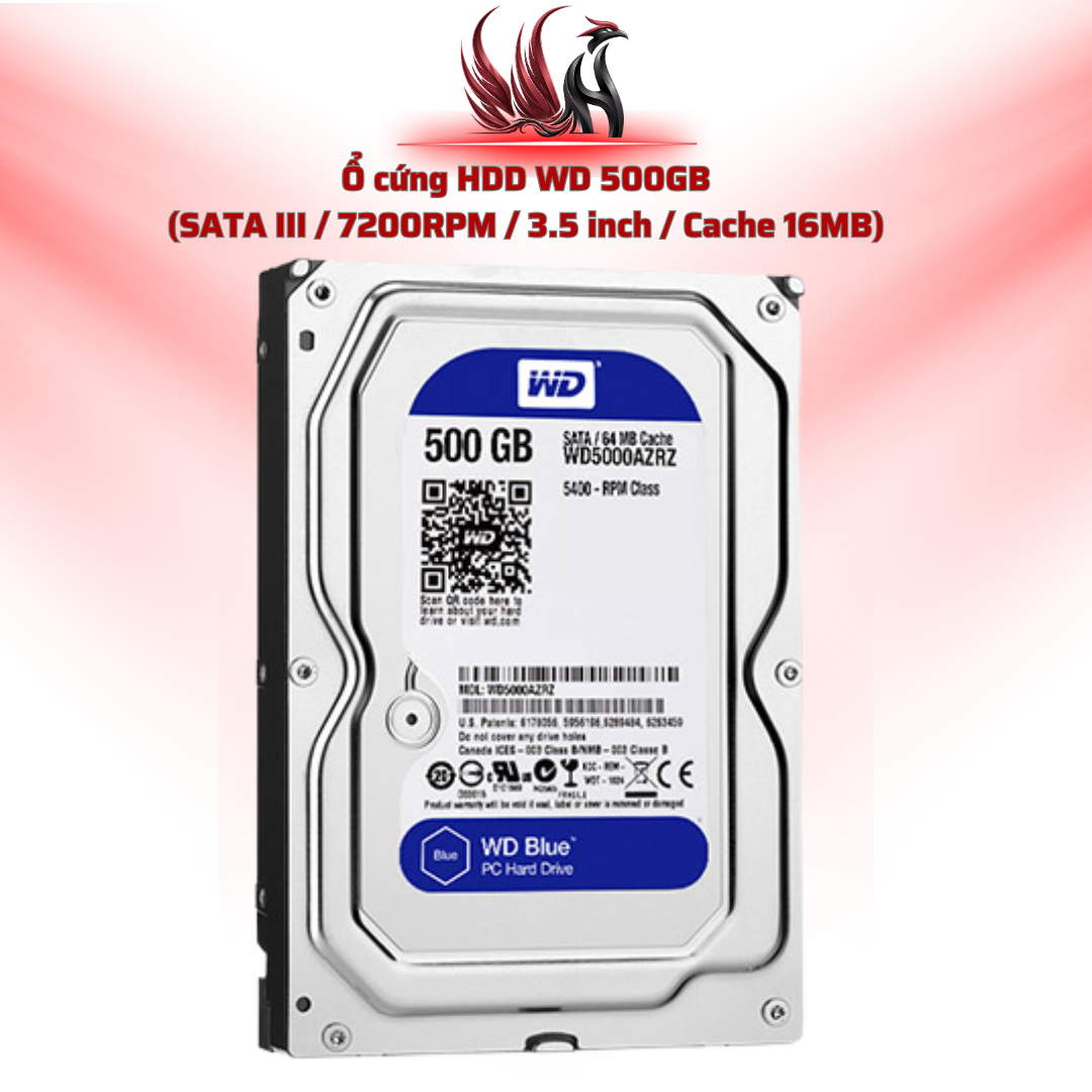 Ổ Cứng HDD WD 500GB Chính Hãng – SATA III 3.5 inch Cho PC Văn Phòng & Lưu Trữ | HOCO STORE PC