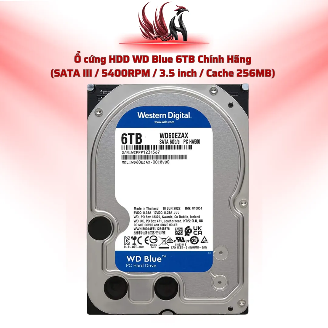 Ổ Cứng HDD Western Digital Blue 6TB Chính Hãng – SATA III 3.5 inch Dung Lượng Lớn Cho PC | HOCO STORE PC